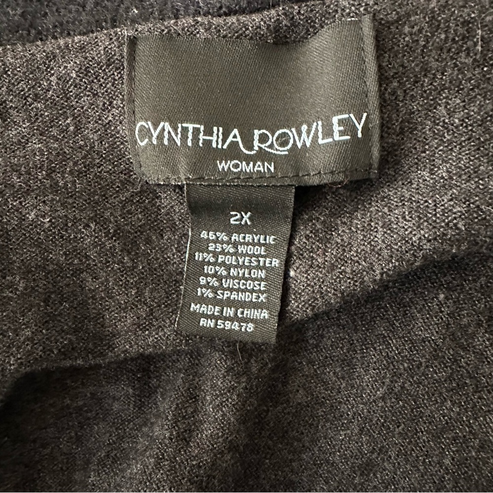 CYNTHIA ROWLEY 2X Gray Black Layered Ruffle Cardigan Sweater R $325 - Picture 11 of 16